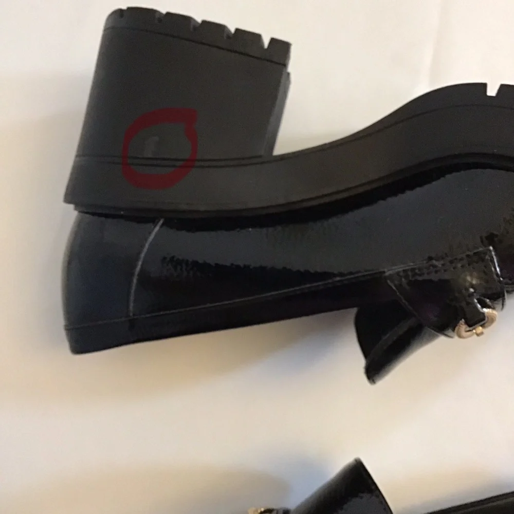 Franco Sarto 9.5 Desma Platform Chunky Loafers Women’s Black Patent Horsebit